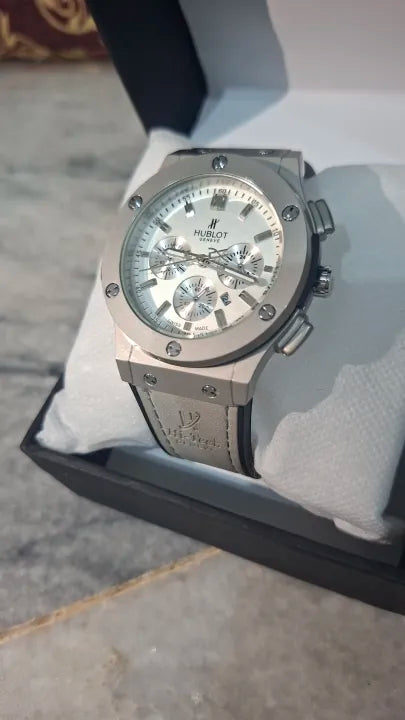 Hublout Big Bang inspired Chronograph Men’s Watch Ash Dial & Leather Strap