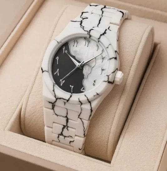 Aura Marble Watch – Arabic Dial Luxury Fiber Watch (Unisex)