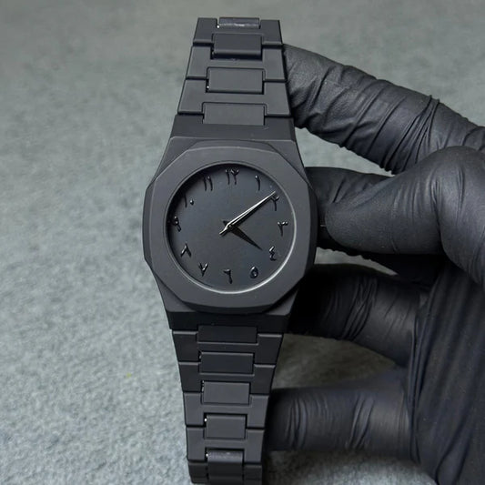 Original Black Aura Watch with Arabic Dial & Fiber Strap