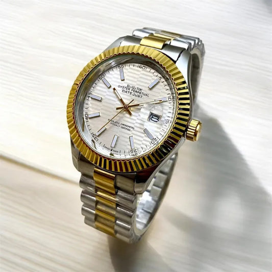 Classic & Luxury Two-Tone Stainless Steel Watch in diffrent Colours