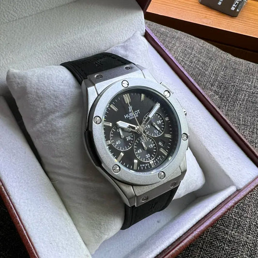 Hublout Big Bang inspired Chronograph Men’s Watch Ash Dial & Leather Strap
